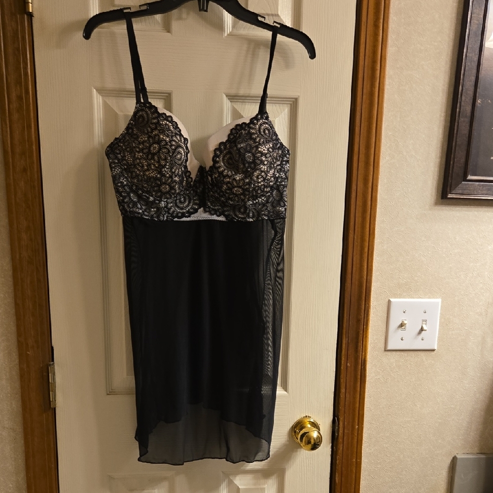 Black Lace Nightgown Panties Are Still attached To The gown But The Tag Is Off